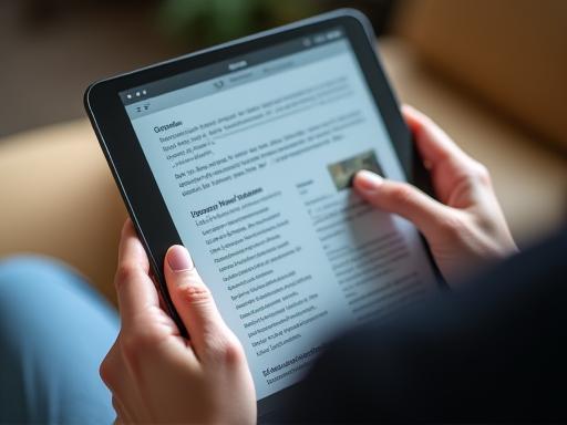 Person reading a newsletter on a tablet